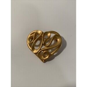 Vintage Anne Klein Gold Tone Heart Swirl Pin Brooch